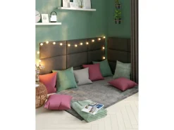 Wandkissen Bolster 120 cm x 15 cm Dunkelgrau Struktur