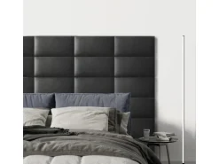 Wandkissen Rechteck 60 cm x 30 cm Dunkelgrau Leder-Optik