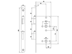 WC-Schloss gefälzt DIN rechts Silber lackiert