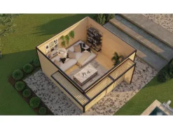 Weka Gartenhaus Amberley Doppeltür 2 Fenster Naturbelassen 400 cm x 400 cm