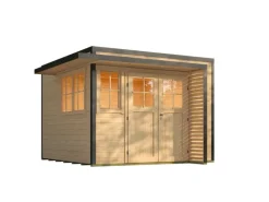 Weka Gartenhaus Amberley Doppeltür 2 Fenster Natur 300 cm x 300 cm