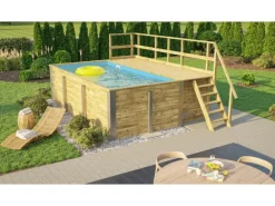 Weka Massivholzpool 595 Gr.1 Technikraum/Sonnendeck 49 x 309 x 203 cm Blau