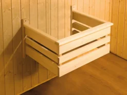 Weka Saunahaus Farsund Vorraum bodentiefem Fenster Technik 9 kW BioS Natur