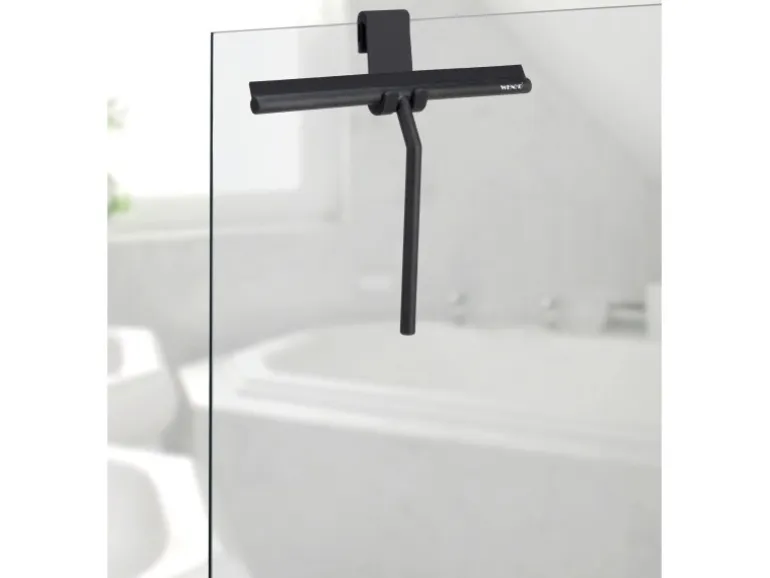 Wenko Badezimmerwischer Mola XXL mit breiter Wischfläche aus Silikon Schwarz