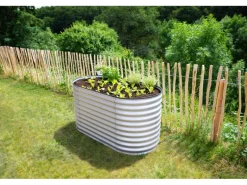 Westmann Hochbeet Oval Metall Silber 160 cm x 80 cm x 82 cm