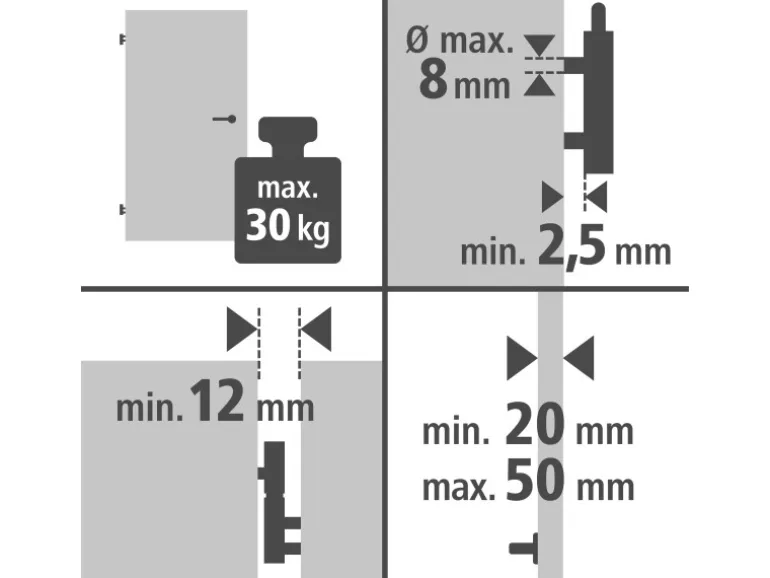 wolfcraft Türblatt-Montage-Set 3-teilig