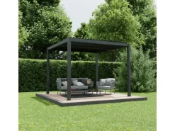 Ximax Pergola Shade Aluminium Elektrisch 300 cm x 300 cm Grau mit Beleuchtung