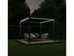 Ximax Pergola Shade Aluminium Elektrisch 300 cm x 300 cm Grau mit Beleuchtung