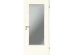 Zimmertür CPL Weiß ähnl. RAL9016 (GL222) LA-DIN Klarglas 211 cm x 73,5 cm Re