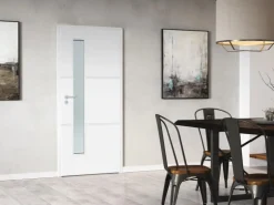 Zimmertür inkl. Glas Portofino Weißlack 86 cm x 198,5 cm Anschlag Links