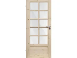 Zimmertür Landhaus 6002 SP10 Lack. Fichte m. Glas 86 cm x 198,5 cm DIN L