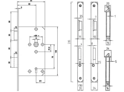 Zimmertür-Einsteckschloss Buntbart gefälzt DIN links Weiß lackiert